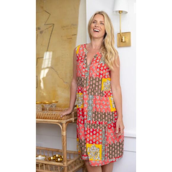 ESCAPE by HABITAT Regatta Rayon Paisley Patch Dress Packable Boho Cottage Small - Picture 1 of 8